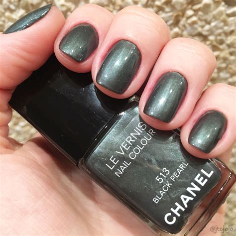 chanel black dress and pearls|Chanel black pearl nail color.